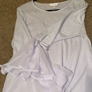 Lauren Conrad White Bell Bottom Sleeve Blouse